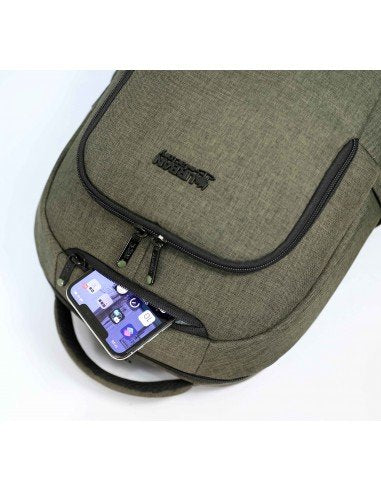 Urban Factory ECB34UF Mochila para Portátil 35,8 cm (14.1") - Caqui, Poliéster Reciclado, Compartimento para Tablet, Múltiples Bolsillos