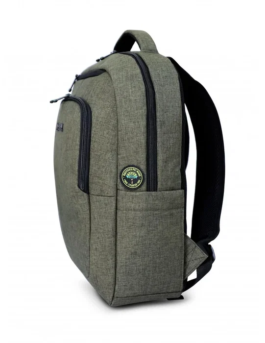 Urban Factory ECB34UF Mochila para Portátil 35,8 cm (14.1") - Caqui, Poliéster Reciclado, Compartimento para Tablet, Múltiples Bolsillos