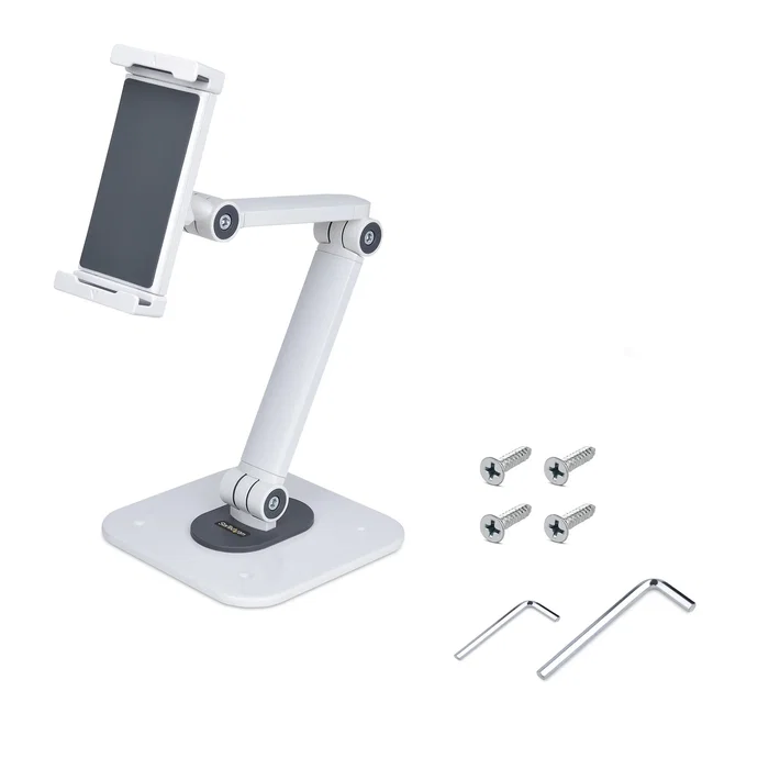 StartTech ADJ-TABLET-STAND-W Soporte de Tablet Ajustable Ergonómico para Sobremesa o Pared - Giro, Rotación e Inclinación - Compatible con iPad, Galaxy Tab y Tablets de hasta 12.9"