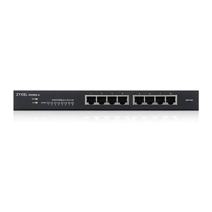 Zyxel GS1900-8 V2 M Switch Gestionado L2 Gigabit de 8 Puertos 16 Gbit/s Montaje en Rack Negro