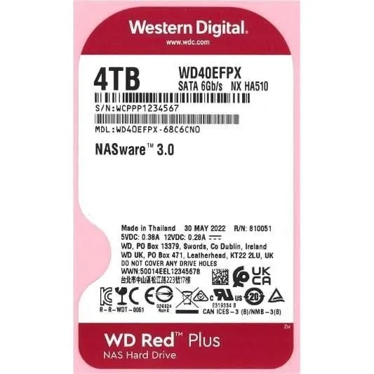 Western Digital WD Red Plus WD40EFPX 4 TB 3.5 pulg SATA III Western Digital WD Red Plus WD40EFPX 4 TB 3.5 pulg SATA III