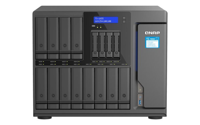 QNAP TS-1655-8G Servidor NAS Rack de 16 Bahías (3.5"/2.5") con Procesador Intel Atom C5125 Octa-Core, 8GB DDR4 RAM, 2x 2.5GbE, PCIe, Compatible con QTS 5