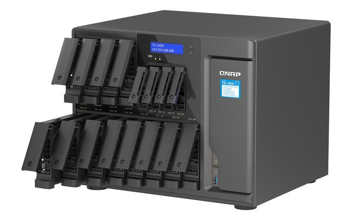 QNAP TS-1655-8G Servidor NAS Rack de 16 Bahías (3.5"/2.5") con Procesador Intel Atom C5125 Octa-Core, 8GB DDR4 RAM, 2x 2.5GbE, PCIe, Compatible con QTS 5
