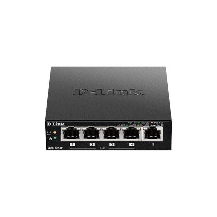 D-Link DGS-1005P Switch Gigabit de 5 puertos con 4 puertos PoE+ D-Link DGS-1005P Switch Gigabit de 5 puertos con 4 puertos PoE+