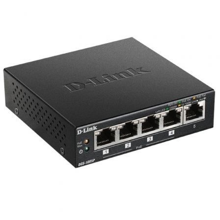 D-Link DGS-1005P/E Switch de 5 puertos Gigabit con 4 puertos PoE+