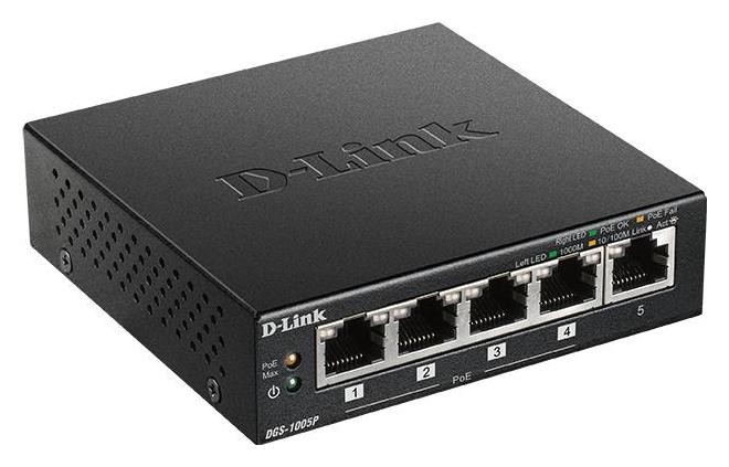 D-Link DGS-1005P/E Switch de 5 puertos Gigabit con 4 puertos PoE+