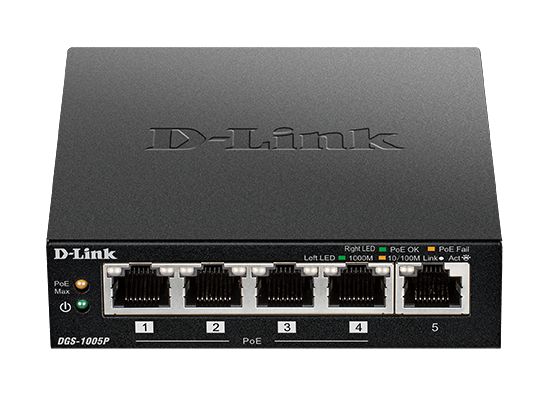 D-Link DGS-1005P/E Switch de 5 puertos Gigabit con 4 puertos PoE+