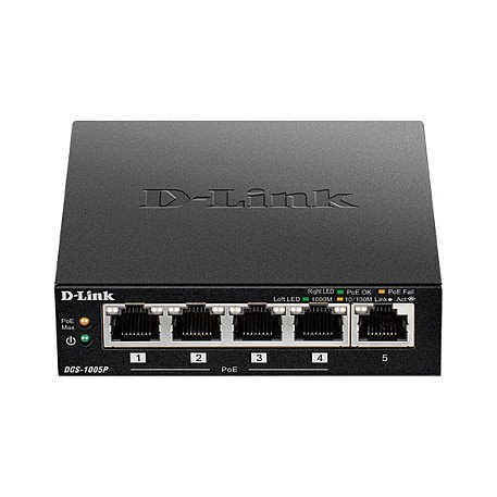 D-Link DGS-1005P/E Switch de 5 puertos Gigabit con 4 puertos PoE+
