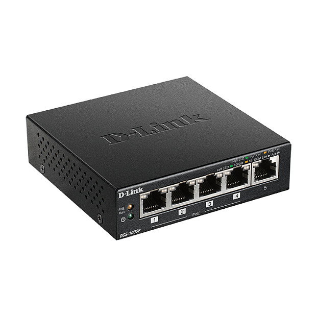 D-Link DGS-1005P/E Switch de 5 puertos Gigabit con 4 puertos PoE+