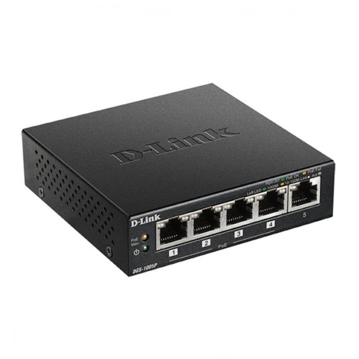 D-Link DGS-1005P/E Switch de 5 puertos Gigabit con 4 puertos PoE+