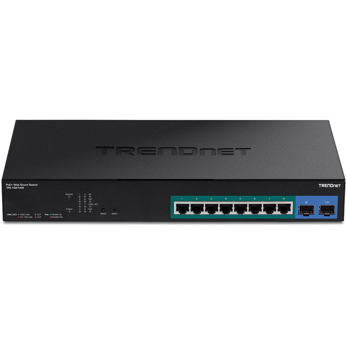 TRENDnet TPE-1021WS Switch Web Smart Gigabit PoE+ de 10 Puertos Negro