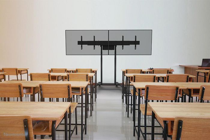 Neomounts FL55-875BL1 - Carro Móvil Motorizado para Pantalla/Pizarra 55-100", 110 kg Máx., Ajuste Motorizado 111.3-176.3 cm, VESA 100x100-800x600, Ruedas, Certificado TÜV - Negro