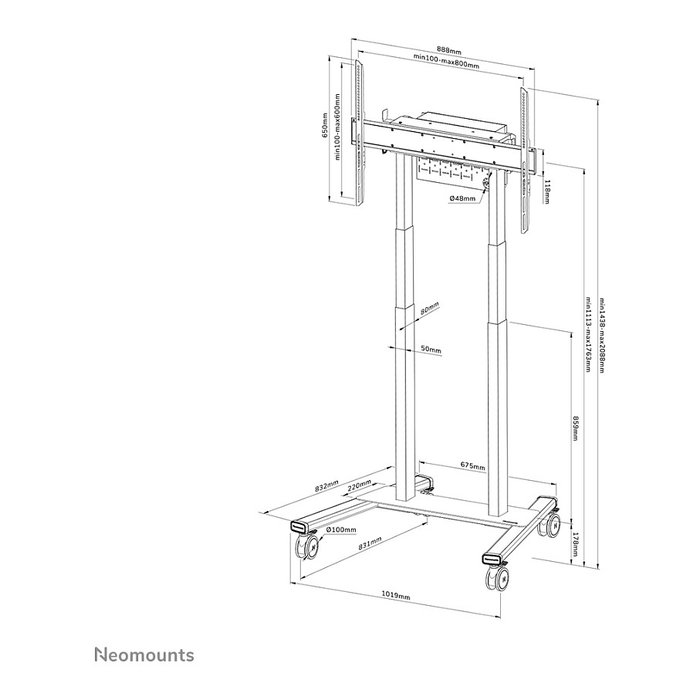 Newstar Neomounts FL55-875WH1 Soporte Móvil Motorizado para Pantallas 55-100 Pulgadas - Blanco