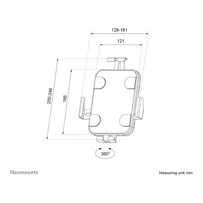 Neomounts WL15-625BL1 Drehbare Tablet-Wandhalterung für 7.9-11" Tablets, Rotación 360°, Universal, Bloqueable, Negro, Acero, 1 kg