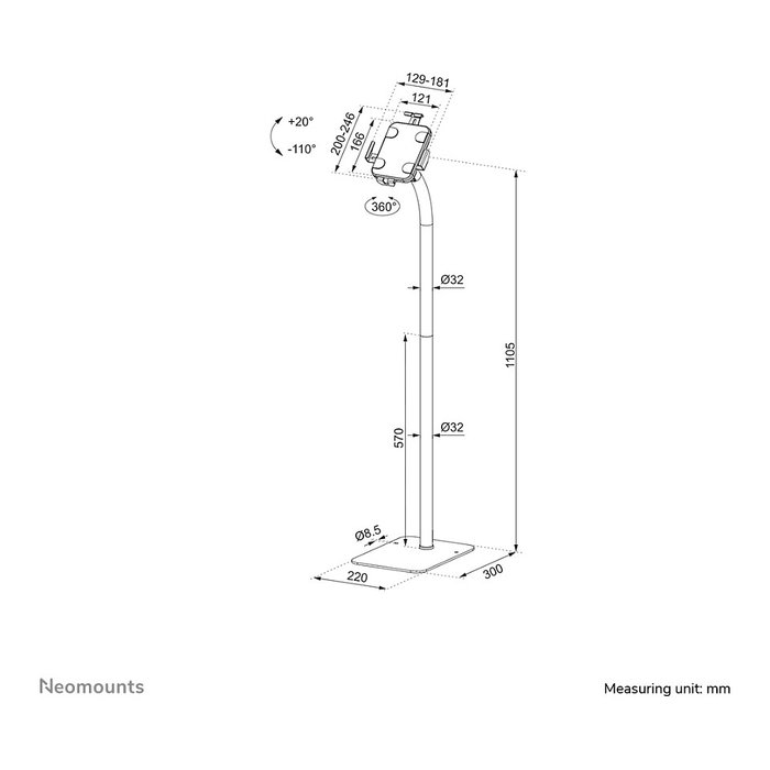 Neomounts FL15-625WH1 Soporte de Suelo para Tablet 7.9-11'' Blanco