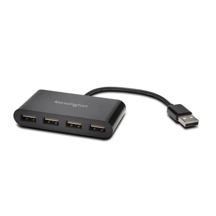 Kensington Hub USB 2.0 de 4 Puertos Negro Compacto Plug & Play K39120EU