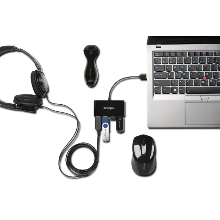 Kensington Hub USB 2.0 de 4 Puertos Negro Compacto Plug & Play K39120EU