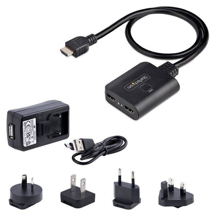 StarTech Divisor HDMI de 2 puertos 4K60 con cable de 50 cm