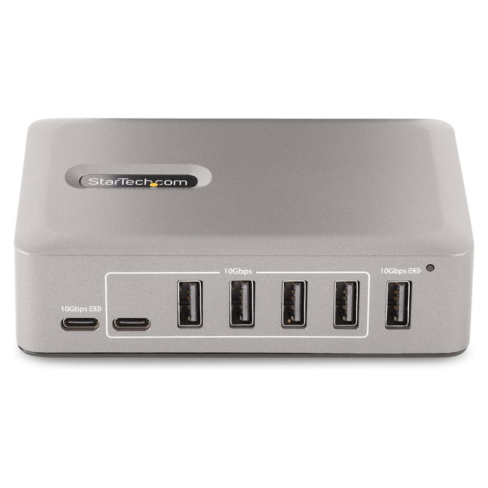 StarTech.com Hub Concentrador USB-C de 10 Puertos USB 3.2 Gen 2 - 8x USB-A / 2x USB-C con Fuente 65W, 10 Gbps, Certificación USB-IF, 1 m Cable, Gris