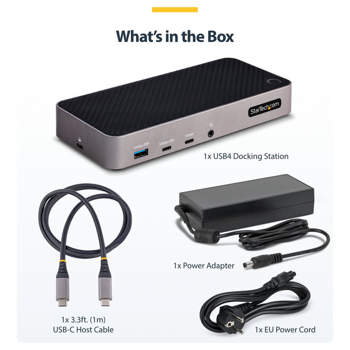 Startech USB-C Triple Monitor Docking Station - HDMI/DP Triple 4K Dock - 5x USB Hub - GbE - 100W PD Universal