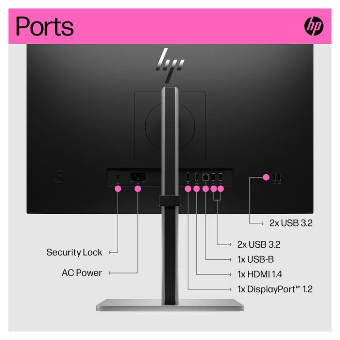 HP E24t G5 Monitor 23.8 pulgadas FHD 1920x1080 IPS Pantalla Táctil con Pivot Altura Ajustable HDMI DisplayPort USB 75 Hz Low Blue Light Negro para Negocios