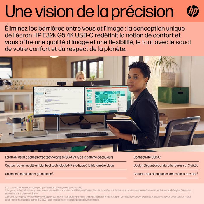 HP E32k G5 Monitor 4K USB-C de 31.5 pulgadas