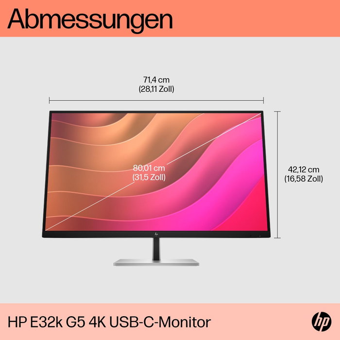 HP E32k G5 Monitor 4K USB-C 31.5 pulgadas IPS Negro