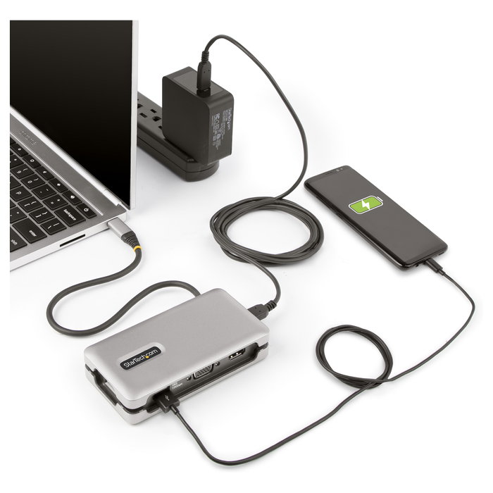 Startech Docking Station USB-C con HDMI 4K 60Hz, VGA, 3 Puertos USB, Power Delivery 100W y Cable USB Tipo C de 30cm