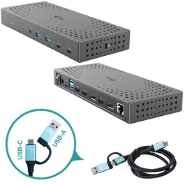 i-tec Dock USB 3.2 Gen 2 Tipo-C con Thunderbolt 3/4, Estación de Acoplamiento para 3 Monitores 4K @60Hz, PD 100W, 4x USB-A, 2x USB-C, Gigabit LAN, Audio, Gris