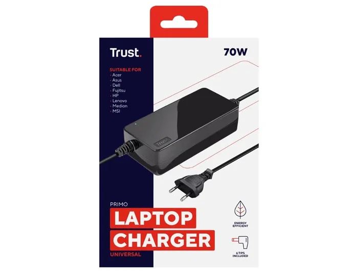 Trust Cargador Universal Primo 70W 19V con 6 Conectores Trust Cargador Universal Primo 70W 19V con 6 Conectores
