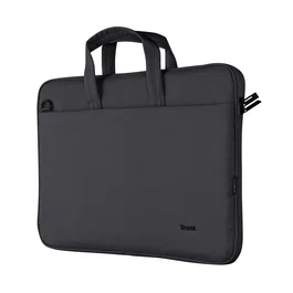 Trust Bologna Maletín Toploader para Portátiles hasta 16" Negro - Fabricado con Poliéster Reciclado, Compartimento Acolchado, Ligero (430g)