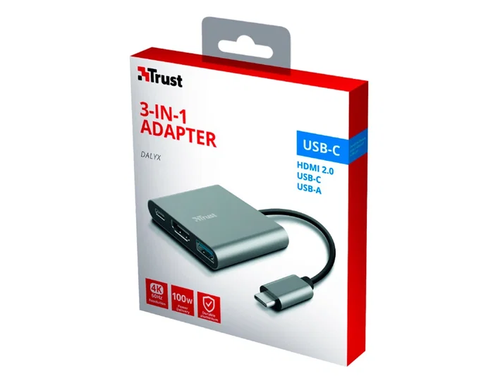 Trust Dalyx Adaptador Multipuerto 3 en 1 USB-C con HDMI y USB 3.2