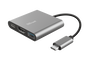 Trust 23772 Adaptador Multipuerto USB-C 3 en 1 con HDMI, USB-A y USB-C PD para Portátil y MacBook, Aluminio Negro