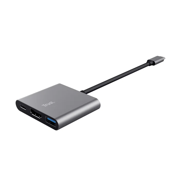 Trust Dalyx 3 en 1 Adaptador USB-C con HDMI, USB-A y C PD Gris
