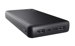 Trust Primo - Batería Externa Power Bank 20000 mAh Negro, Carga Rápida 15W, Triple Puerto USB-A y USB-C, Materiales Reciclados