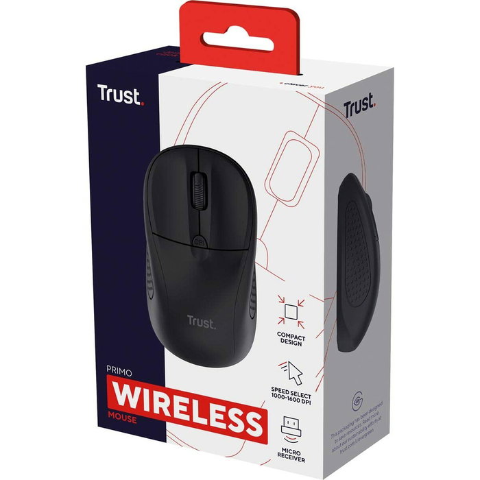 Trust Primo Ratón Inalámbrico Compacto Ambidextro Negro