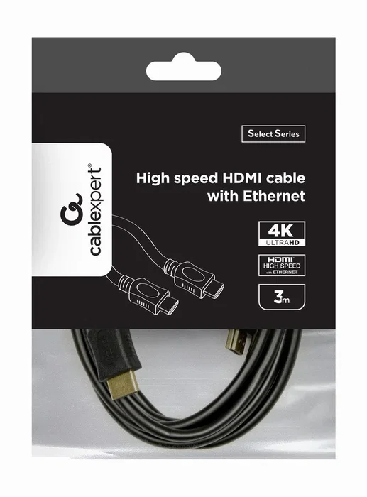 Gembird CC-HDMI4L-10 Cable HDMI 1.4 Alta Velocidad con Ethernet 3m - Compatible con 4K UHD 60Hz, 3D, Conectores Chapados en Oro, Color Negro y Naranja
