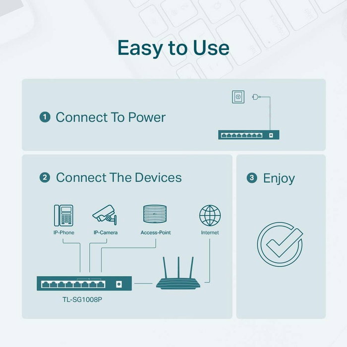 Tp-Link TL-SG1008P Switch de 8 puertos Gigabit con 4 puertos PoE, Gris Tp-Link TL-SG1008P Switch de 8 puertos Gigabit con 4 puertos PoE, Gris