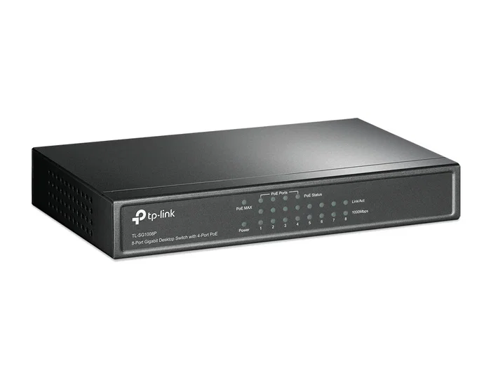 TP-Link TL-SG1008P Switch Gestionado 8 Puertos Gigabit Ethernet con 4 Puertos PoE+ (IEEE 802.3af), Gris