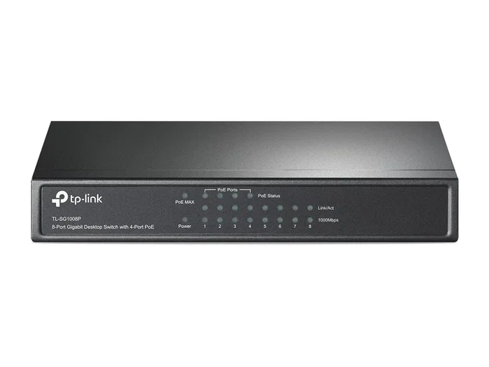 TP-Link TL-SG1008P Switch Gestionado 8 Puertos Gigabit Ethernet con 4 Puertos PoE+ (IEEE 802.3af), Gris