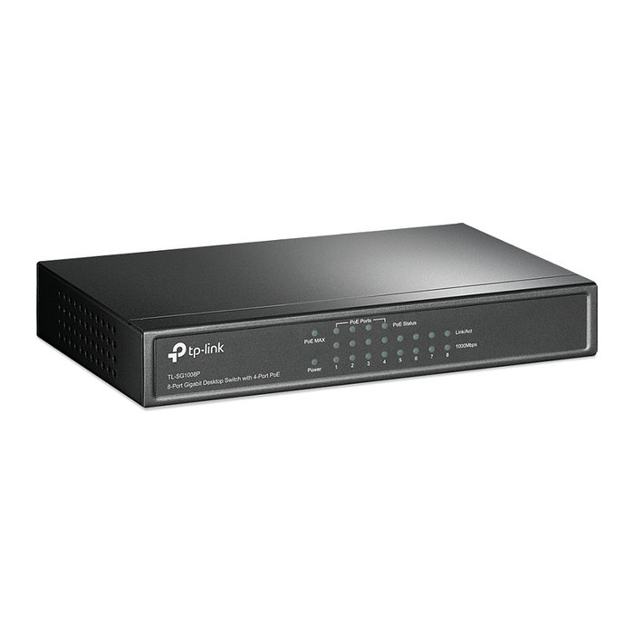 Tp-Link TL-SG1008P Switch de 8 puertos Gigabit con 4 puertos PoE, Gris Tp-Link TL-SG1008P Switch de 8 puertos Gigabit con 4 puertos PoE, Gris