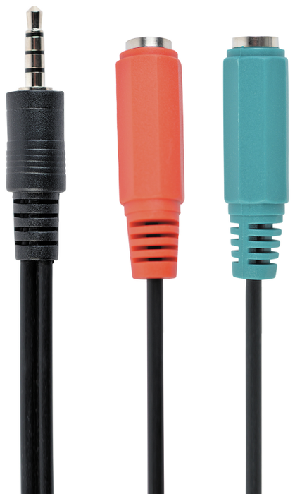 GEMBIRD Adaptador de audio CCA-417 de 1 jack macho a 2 jacks hembra de 0,2 m en negro