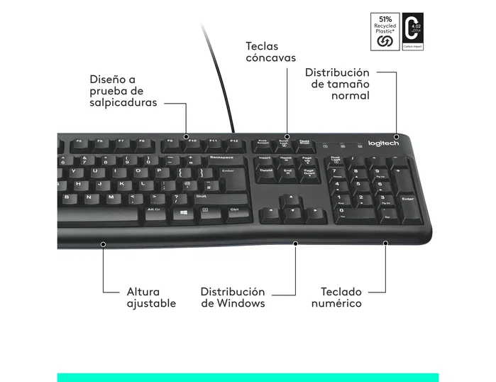 Logitech K120 Teclado USB QWERTY Español Negro Logitech K120 Teclado USB QWERTY Español Negro