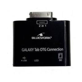 Bluestork Adaptador BS-GAL-RDR/SD Cambiador de Género para Cable Samsung 30-pin USB 2.0 y Tarjeta SD en Negro