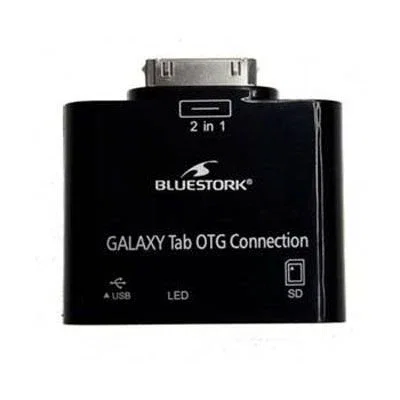 Bluestork BS-GAL-RDR/SD Adaptador Lector de Tarjetas USB/SD para Tablets Samsung Galaxy con Puerto 30-pin, Color Negro