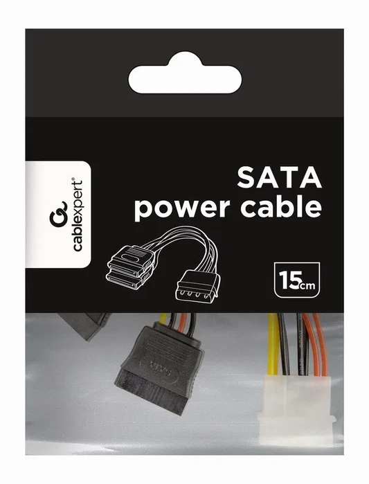 GEMBIRD Cable de Alimentación CC-SATA-PSY de 5 1/4 a Doble SATA 0,15 m