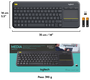 Logitech K400 Plus Teclado Inalámbrico con Touchpad Negro