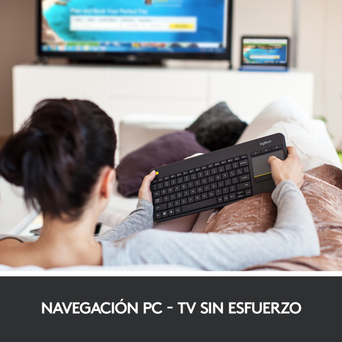 Logitech K400 Plus Teclado Inalámbrico con Touchpad Negro