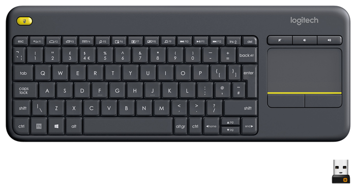 Logitech K400 Plus Teclado Inalámbrico con Touchpad Negro