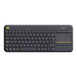 Logitech K400 Plus Teclado Inalámbrico con Touchpad Integrado, Conexión USB 2.4 GHz, Negro, para PC, Smart TV y Android, Teclas Silenciosas, Batería de 18 Meses
